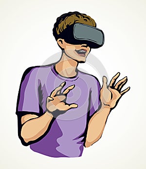 Virtual reality mask. Vector drawing