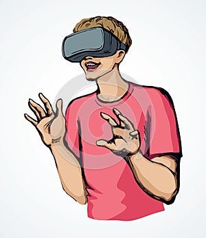 Virtual reality mask. Vector drawing