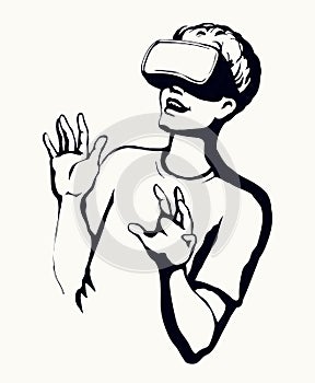 Virtual reality mask. Vector drawing