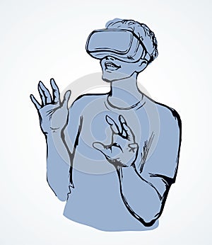 Virtual reality mask. Vector drawing