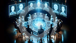 A virtual reality meeting, AI generated image