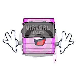 Virtual reality new home window with blinds cartoon
