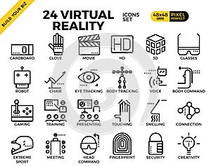 Virtual reality pixel perfect outline icons