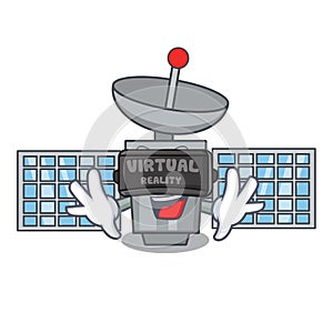 Virtual reality satelite mascot cartoon style