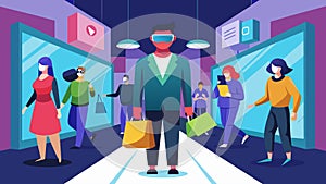 A virtual reality simulation of a busy shopping mall helping someone with agoraphobia gradually confront their fear photo