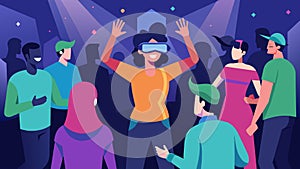 A virtual reality simulation of a crowded party allowing someone with social anxiety to gradually build their confidence