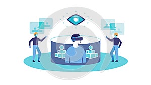 Virtual Reality Space, Collaborative Metaverse, vector design Generative AI