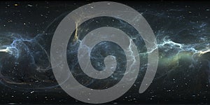 Virtual reality stellar system and nebula. Panorama, environment 360 HDRI map. Equirectangular projection, spherical panorama.