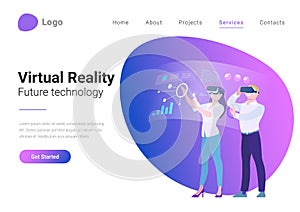 Virtual Reality Teamwork Future Technology Flat la