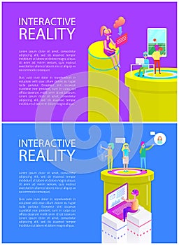 Virtual Reality Text on Posters Vector Illustration