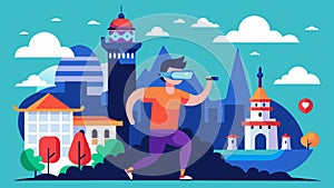 A virtual reality tour of famous landmarks or cities with workout breaks incorporated to teach users about the photo