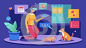 A virtual reality training platform with AIgenerated scenarios and feedback allowing pet owners to practice and improve photo