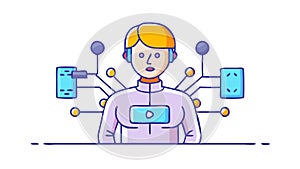 Virtual Reality User Digital Network Connection, vector design Generative AI