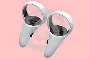 Virtual reality white controllers for online and cloud gaming on pink