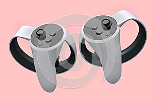 Virtual reality white controllers for online and cloud gaming on pink