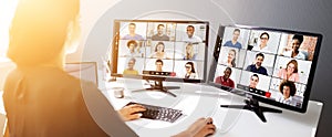 Virtual Remote Business Staff Training Meeting
