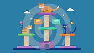 A virtual scratching post for cats with different levels and challenges to keep them entertained.. Vector illustration. photo