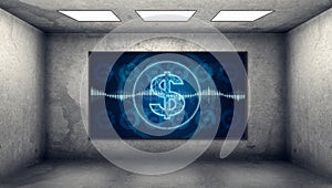 Virtual screen with dollar symbol
