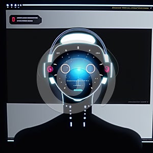 Virtual screen showing the concept of AI technology