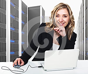 Virtual server 3d and woman
