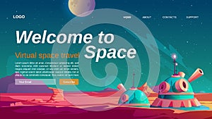 Virtual space travel banner with colony base