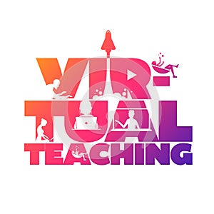 Virtual teaching concept typographic design