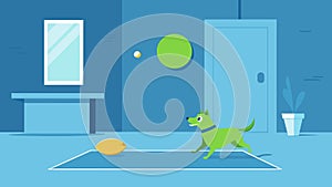 A virtual tennis ball that your dog can chase and catch as it bounces around the room.. Vector illustration. photo