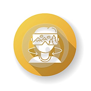 Virtual tourism yellow flat design long shadow glyph icon
