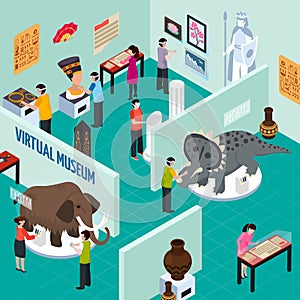 Virtual Travel Landmarks Museum Composition