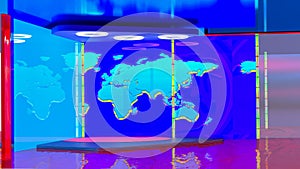 Virtual TV news broadcast studio background