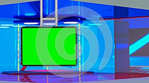 Virtual TV news broadcast studio set background