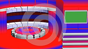 Virtual tv news radial background red white blue