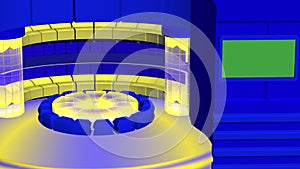 Virtual tv news radial background yellow blue