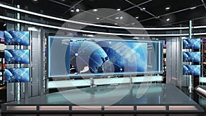 Virtual TV Studio News Set 1.2.11 Green screen background. 3d Rendering