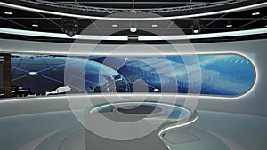 Virtual TV Studio News Set 28-4. 3d Rendering.