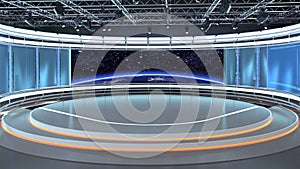 Virtual TV Studio News Set 35-2. 3d Rendering.