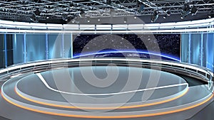 Virtual TV Studio News Set 35-3. 3d Rendering.