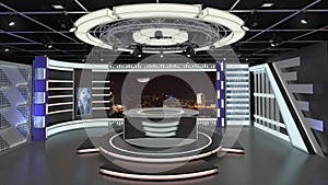 Virtual TV Studio News Set 6. 3d Rendering.