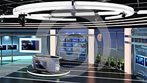 Virtual TV Studio News Set 23-5. 3d Rendering.