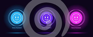 Virtual voice assistant, personal chat bot. Vector set of virtual bots for mobile interface and voice recognition