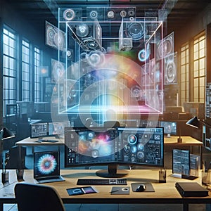 A virtual Web3 office, Ai generated image