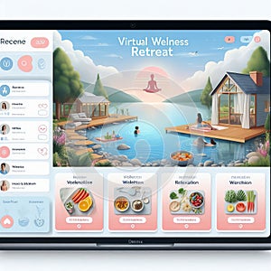 Virtual wellness retreat platform interface with wellness sessi