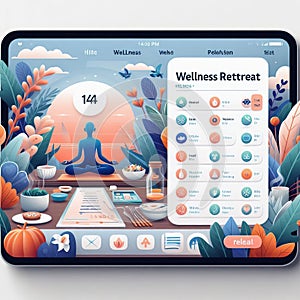 Virtual wellness retreat platform interface with wellness sessi