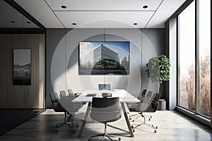 Virtual Workspace 3D Rendering of a Professional Business Meeting Room Ai Generated