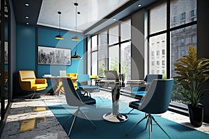 Virtual Workspace 3D Rendering of a Professional Business Meeting Room Ai Generated