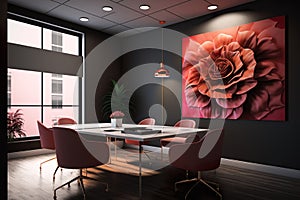 Virtual Workspace 3D Rendering of a Professional Business Meeting Room Ai Generated