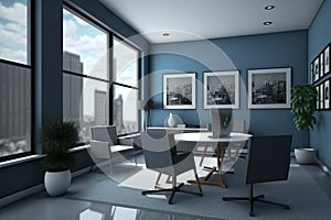 Virtual Workspace 3D Rendering of a Professional Business Meeting Room Ai Generated