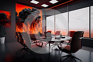 Virtual Workspace 3D Rendering of a Professional Business Meeting Room Ai Generated