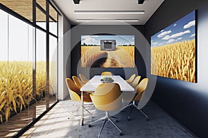 Virtual Workspace 3D Rendering of a Professional Business Meeting Room Ai Generated