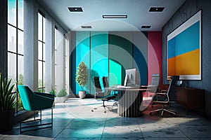 Virtual Workspace 3D Rendering of a Professional Business Meeting Room Ai Generated